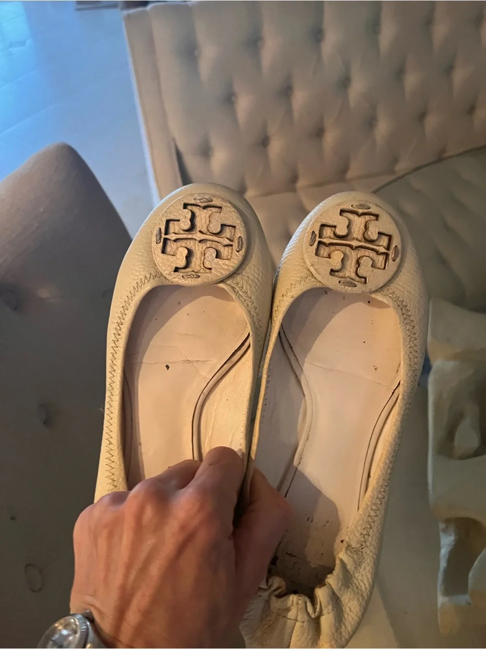 Tory Burch Cream Reva Ballet Flats - Women's 6